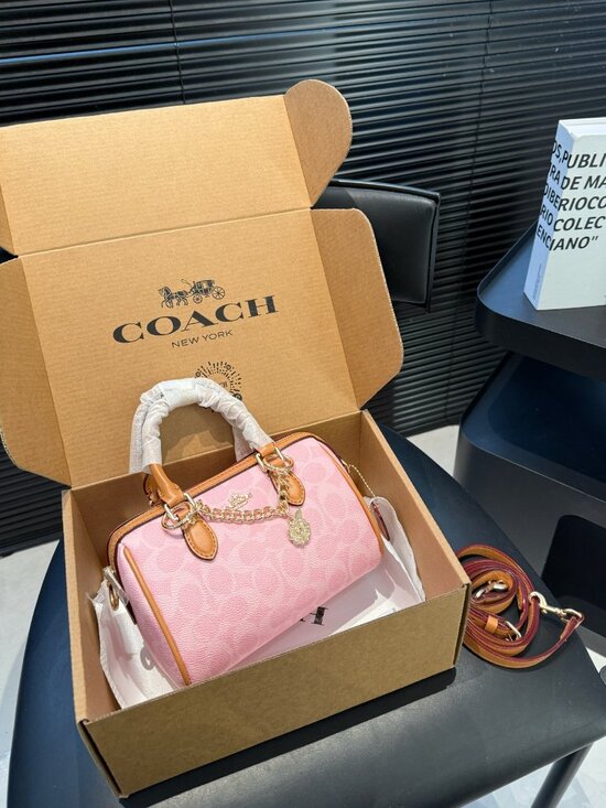 Coach Handbags - NWT Coach Mini Rowan Crossbody Bag In Signature Canvas Pink Powder CEK79
